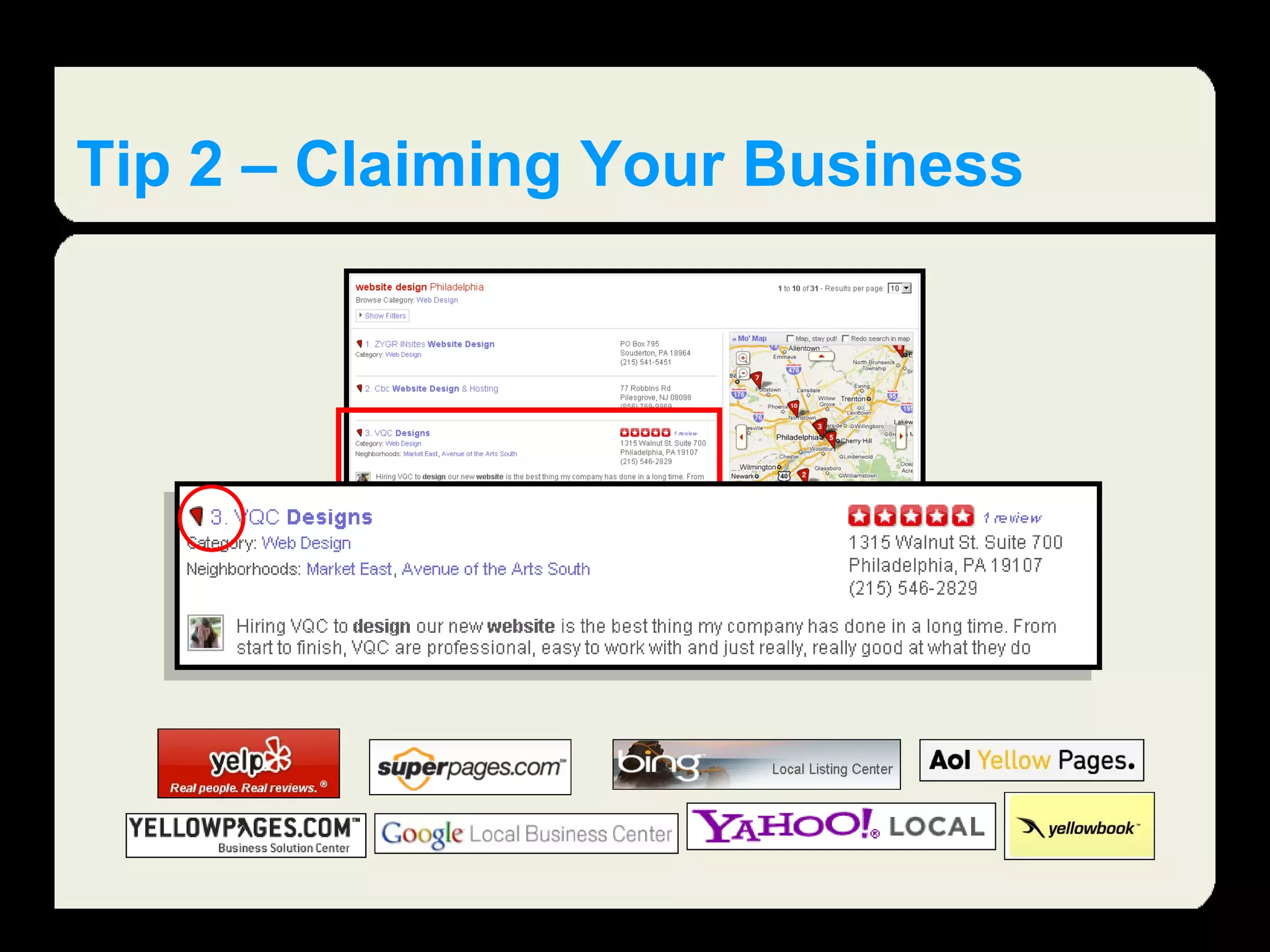 Tip 2 – Claiming Your Business 