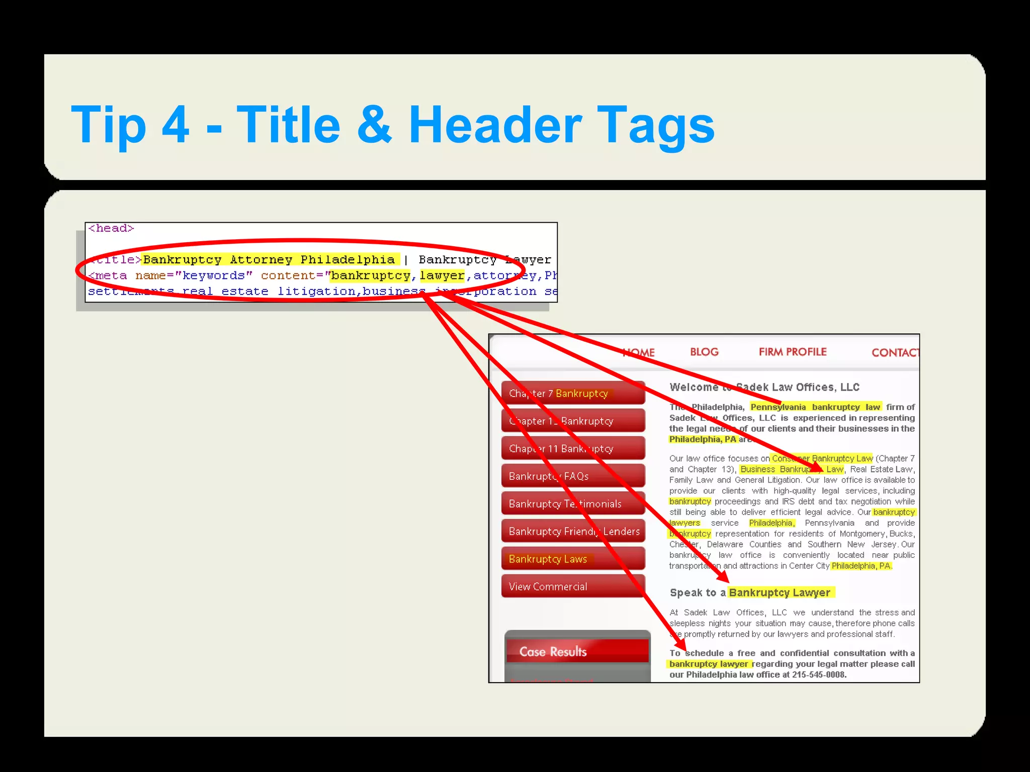 Tip 4 - Title & Header Tags 