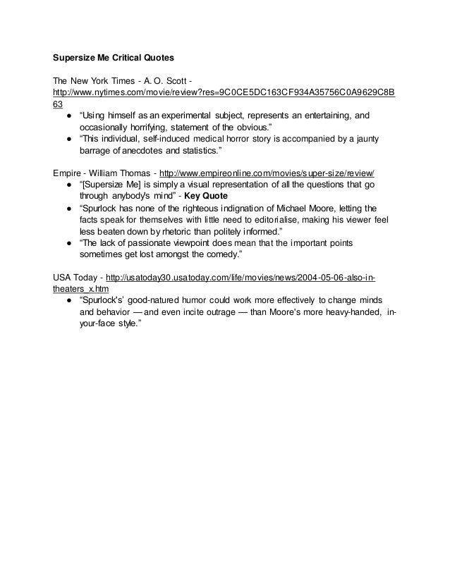 Supersize me essay