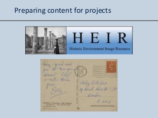 Preparing content for projects
 