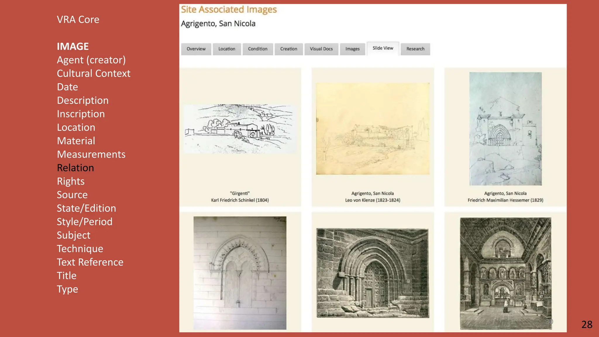 VRA Core
IMAGE
Agent (creator)
Cultural Context
Date
Description
Inscription
Location
Material
Measurements
Relation
Rights
Source
State/Edition
Style/Period
Subject
Technique
Text Reference
Title
Type
28
30
 