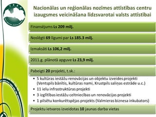 11/14/11 Nacionālas un reģionālas nozīmes attīstības centru izaugsmes veicināšana līdzsvarotai valsts attīstībai 