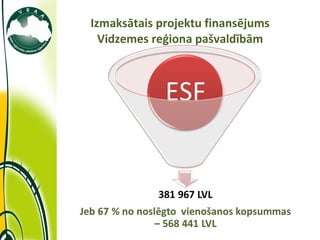 Izmaksātais projektu finansējums Vidzemes reģiona pašvaldībām 
