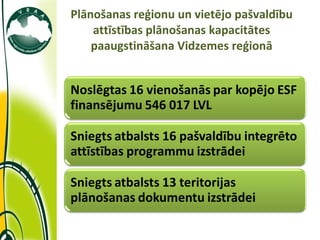 Plānošanas reģionu un vietējo pašvaldību attīstības plānošanas kapacitātes paaugstināšana Vidzemes reģionā 