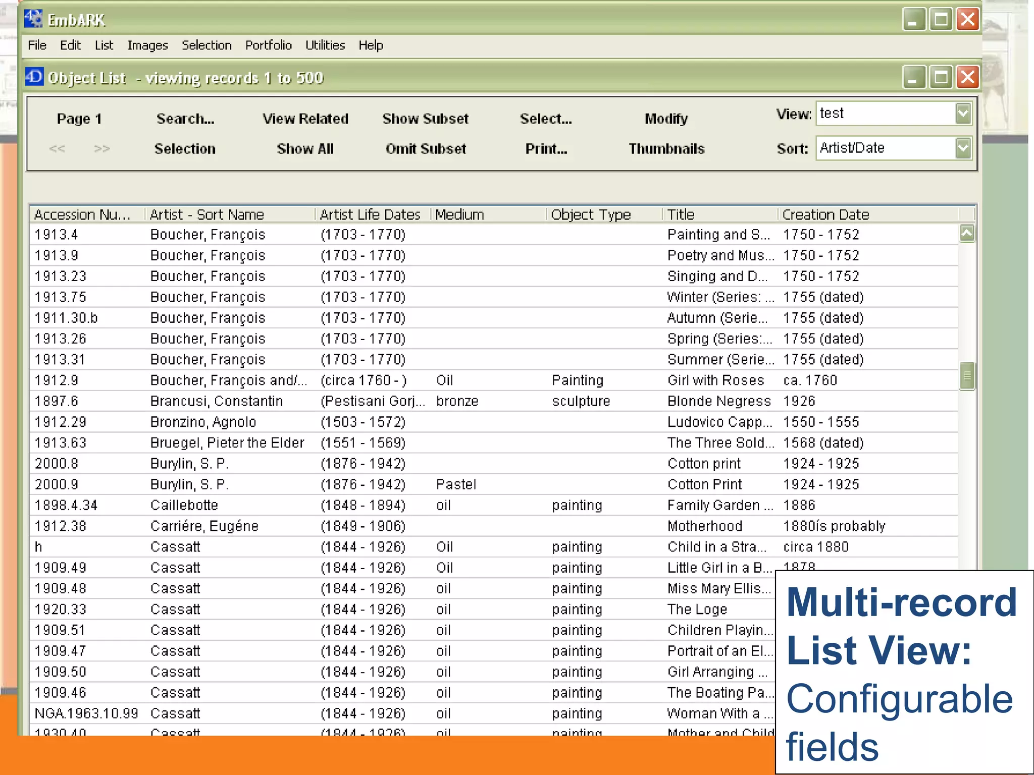 Multi-record List View: Configurable fields