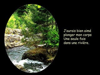 J’aurais bien aimé
plonger mon corps
Une seule fois
dans une rivière.
 