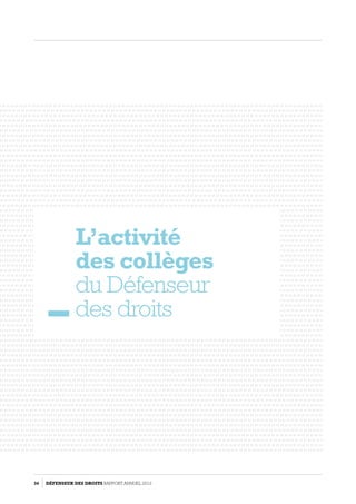 L’activité
des collèges
du Défenseur
des droits
34 DÉFENSEUR DES DROITS Rapport Annuel 2012
 