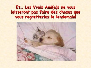 Et…  Les Vrais Ami(e)s  ne vous laisseront pas faire des choses que vous regretteriez le lendemain ! 