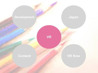 Japan
VR Now
Development
Content
VR
 