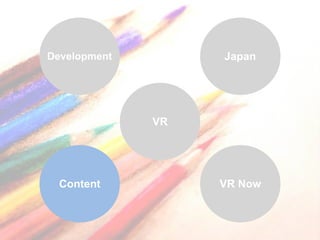 Japan
VR Now
Development
Content
VR
 