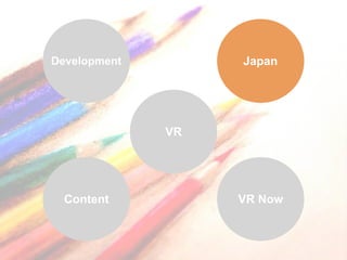 Japan
VR Now
Development
Content
VR
 