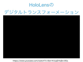 HoloLens?
ǥȥ󥹥ե``
https://www.youtube.com/watch?v=9wr-KVyqEHs&t=95s
 