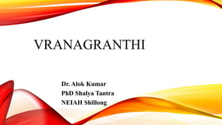 VRANAGRANTHI
Dr. Alok Kumar
PhD Shalya Tantra
NEIAH Shillong
 