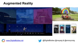 Augmented Reality
www.DigitalBodies.net @DigitalBodies @mayaig & @emorycraig
 