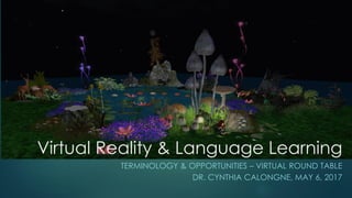 Virtual Reality & Language Learning
TERMINOLOGY & OPPORTUNITIES – VIRTUAL ROUND TABLE
DR. CYNTHIA CALONGNE, MAY 6, 2017
 