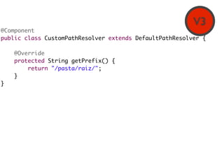 V3
@Component
public class CustomPathResolver extends DefaultPathResolver {
   
    @Override
    protected String getPref...