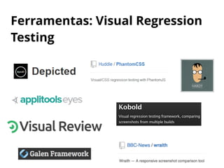 Ferramentas: Visual Regression
Testing
 