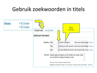 Gebruik zoekwoorden in titels Z oek woorden Edit 