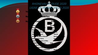 RHONEVALLEI OUDE 2020
LIGNE DU RHONE VIEUX 2020
1. Verkoeyen Yvo Mol
2. Regnier Jean-Charles Pesche
3. Kestens Freddy Tienen
4. Bours Peter Averbode
5. Rans Jeroen & Stijn Wijgmaal (Bt.)
6. Decendre - Charlier Courcelles
7. Van Caeyzeele Maxime Givry
8. Meunier Vincent Xhoris
9. Sirault Bruno & Claude Braine-Le-Comte
10. Hebberecht Chris Evergem
11. Michiels Herman & Wim Massenhoven
12. De Maesschalck Luc Zele
13. Wijns Boni & Zoon Langdorp
14. Vervloesem Patrick Rijmenam
15. Van De Wouwer Ludovicus Berendrecht
 