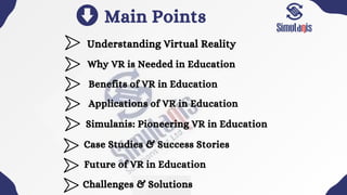 VR in Education | Virtual Reality in Education | Simulanis | PDF