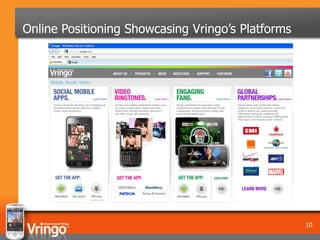 Online Positioning Showcasing Vringo’s Platforms




                                                   10
 