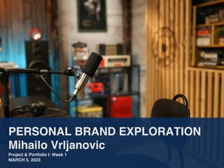 Personal Brand Exploration - Mihailo Vrljanovic