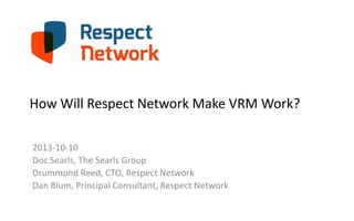 How Will Respect Network Make VRM Work?
2013-10-10
Doc Searls, The Searls Group
Drummond Reed, CTO, Respect Network
Dan Blum, Principal Consultant, Respect Network

 
