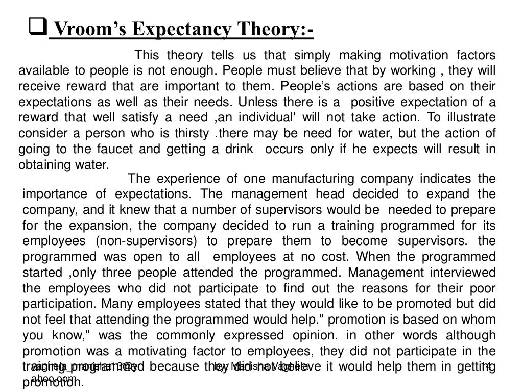 Vroom's expectancy theory of motivation