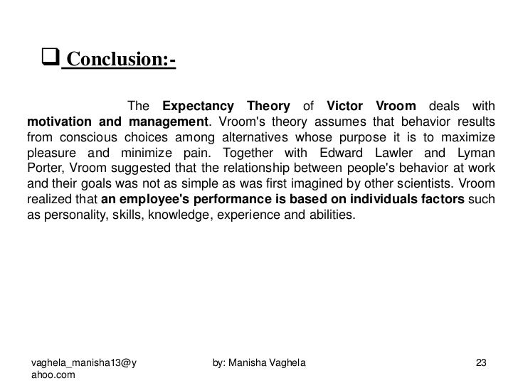 Vroom's expectancy theory of motivation