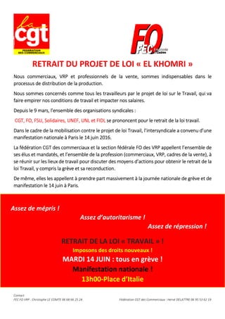 RETRAIT DU PROJET DE LOI « EL KHOMRI »
Nous commerciaux, VRP et professionnelNous commerciaux, VRP et professionnelNous co...