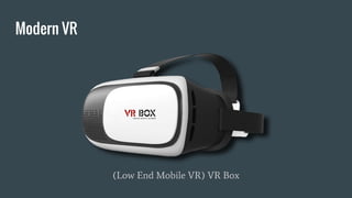 Modern VR
(Low End Mobile VR) VR Box
 