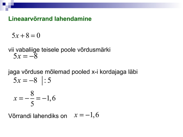 Võrrandite lahendamine | PPT