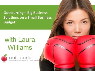 Outsourcing – Big Business
Solutions on a Small Business
Budget
with Laura
Williams
 