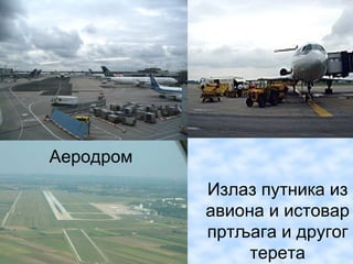 Аеродрoм
           Излаз путника из
           авиона и истовар
           пртљага и другог
                терета
 