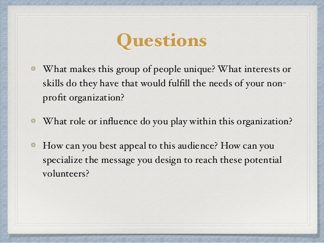 non profit organizations volunteer