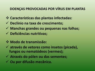 MORFOLOGIA GERAL Vírus icosaédricos Vírus Helicoidais BacteriófagoCapsídeo (cabeça)BainhaFibra da caudaPinoPlaca basal