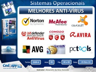Clique para editar o ANTI-VÍRUS
MELHORES título mestre

Turma:

2509-A

Aula:

00

Pág:

00 a 00

Instrutor: Alexandre da Silva Azevedo

Data:

19-Nov-13

 