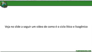 Veja no slide a seguir um vídeo de como é o ciclo lítico e lisogênico
 