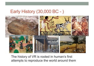 Early History (30,000 BC - )
The history of VR is rooted in human’s first
attempts to reproduce the world around them
 