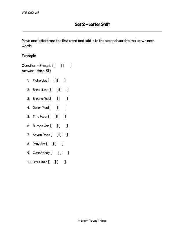 bright young things verbal reasoning sample paper