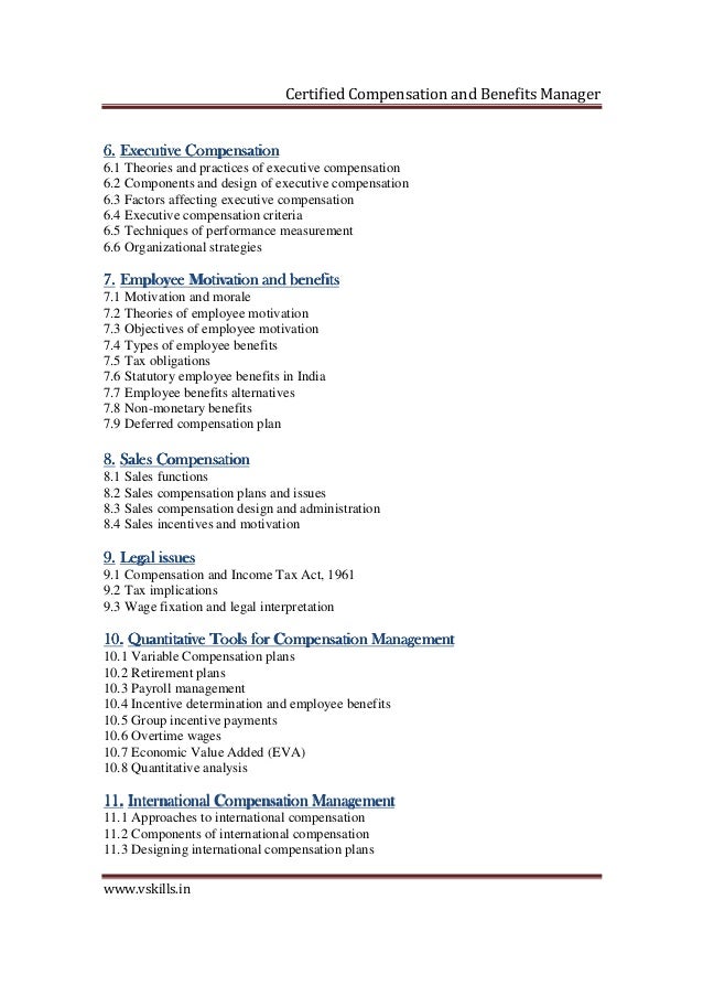compensation and benefits manager certification compensation and benefits manager