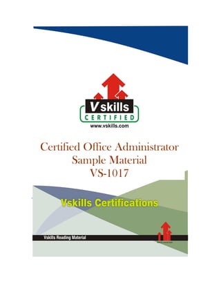 Certified Office Administrator
Sample Material
VS-1017
 