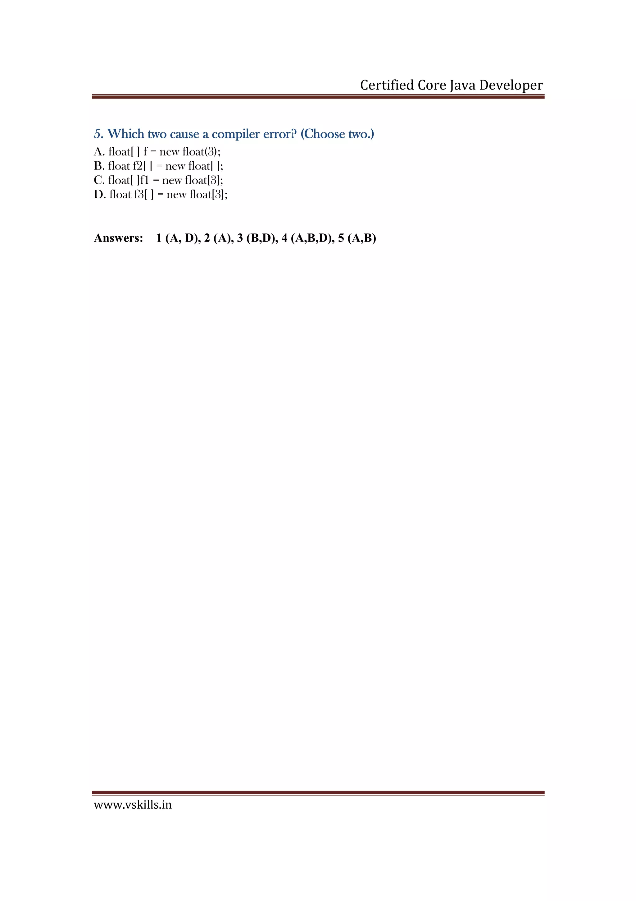 Certified Core Java Developer | PDF