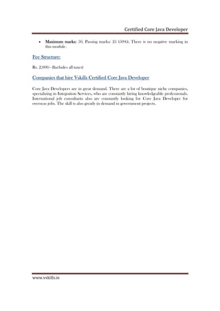 Certified Core Java Developer | PDF