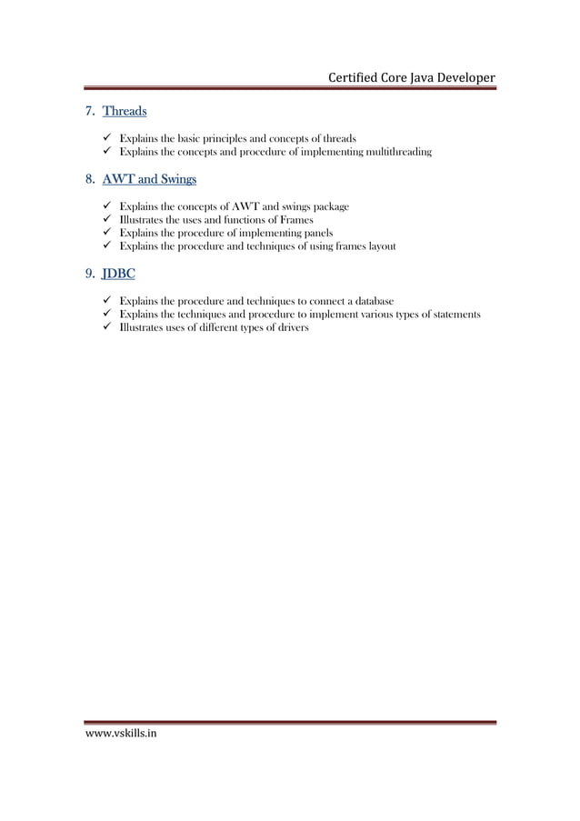 Certified Core Java Developer | PDF