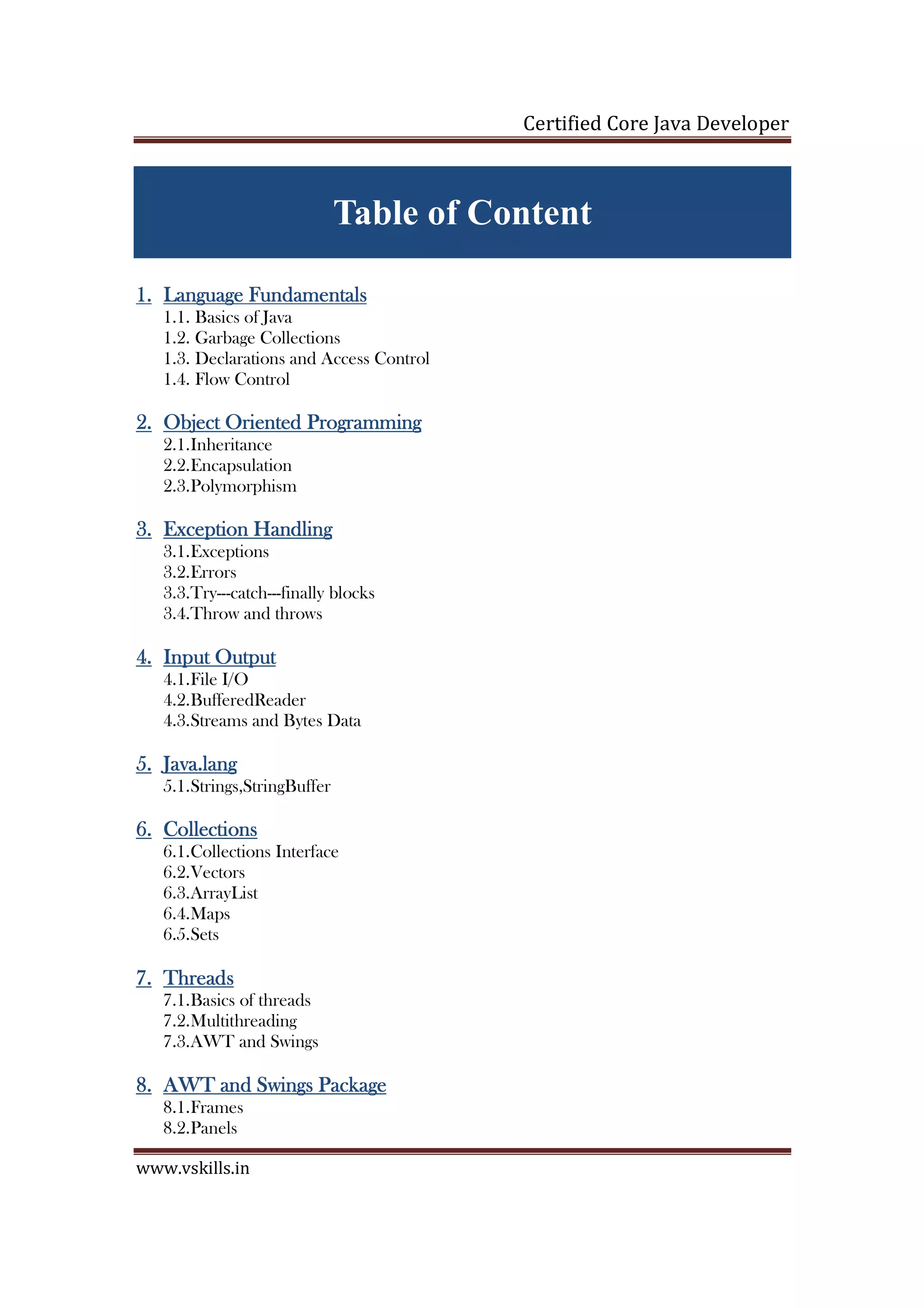 Core Java Certification | PDF