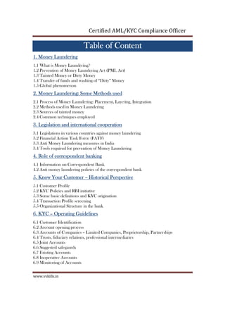 AML KYC Certification PDF