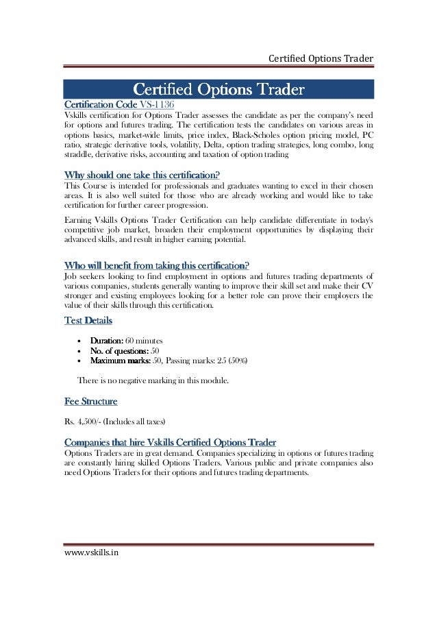 Option trading certification