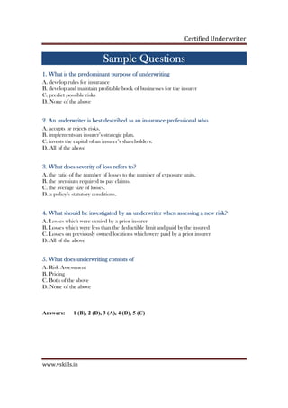 underwriter certification | PDF