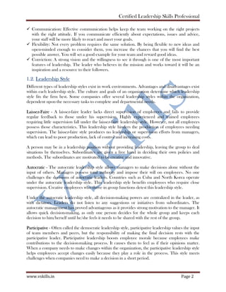 vskills leadership skills professional sample material | PDF